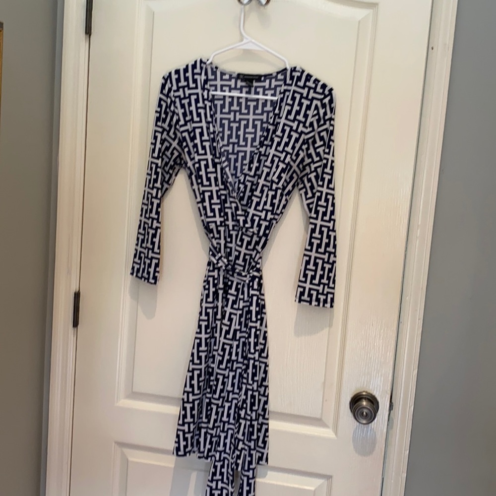 INC faux wrap dress M